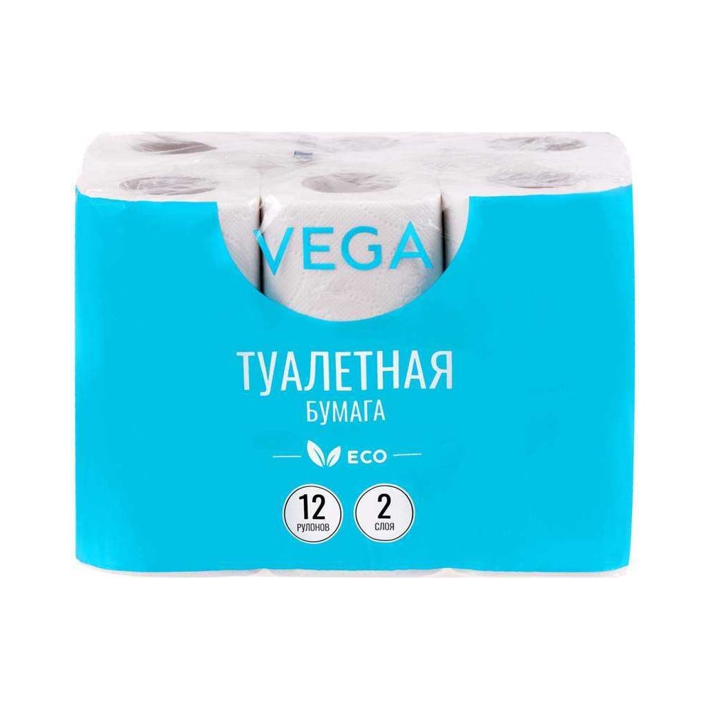 Изображение товара Туалетная бумага Vega Эко 2 слоя, 12 шт, 15 м, тиснение, белая 315617