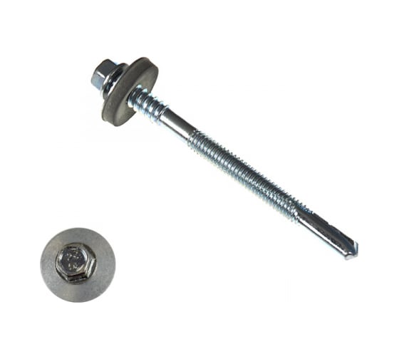 Изображение товара Саморез для сэндвич панелей КРЕП-КОМП удлин. сверло 15мм, 6.3/5.5 х 75 Kn 1000шт ссп75