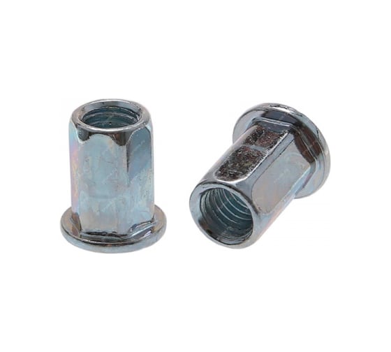 Изображение товара Шестигранная заклепка КРЕП-КОМП с внутр. резьбой, цил. бортик, белый цинк м8х1.25х18 350шт зрш8