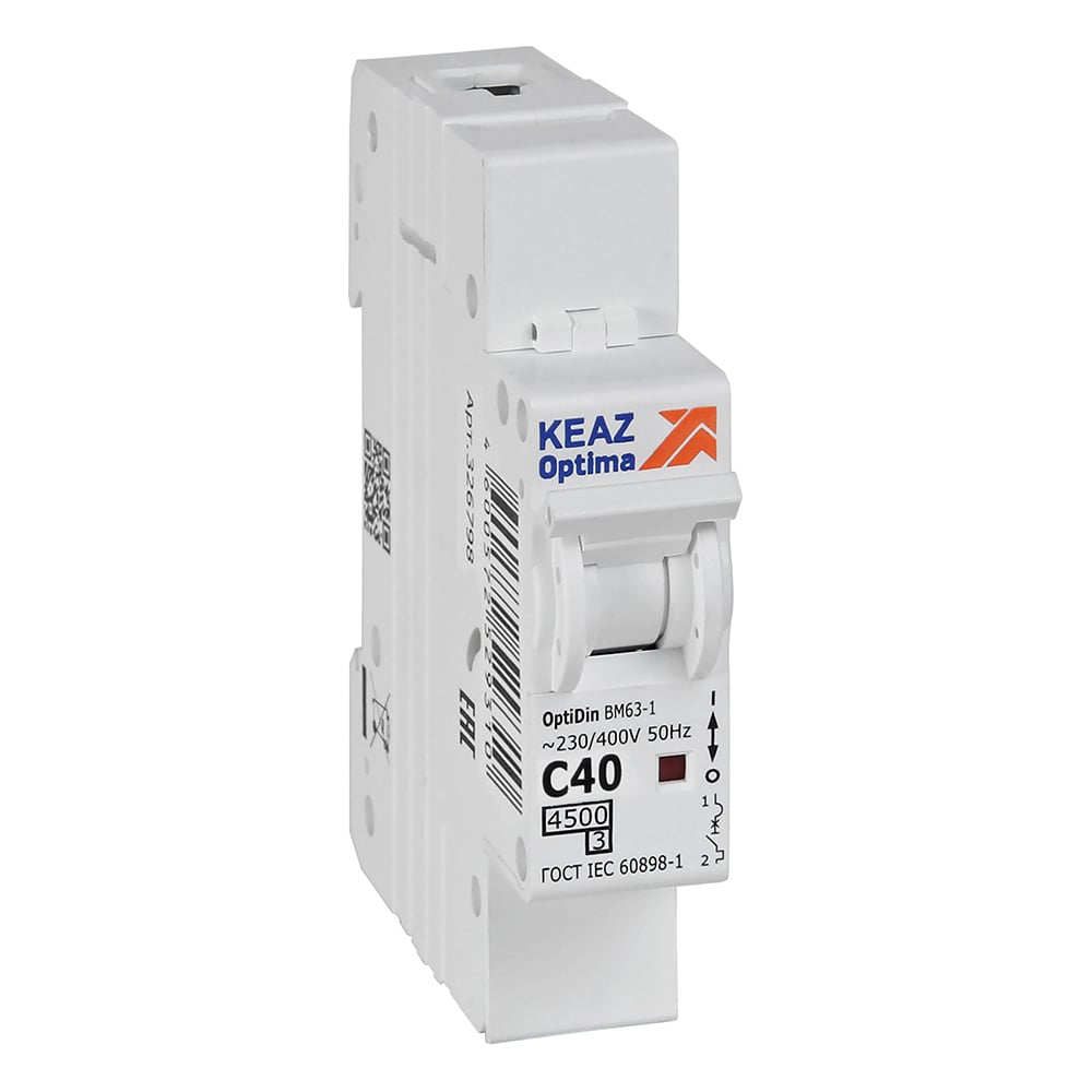 Изображение товара Выключатель автоматический модульный КЭАЗ OptiDin BM63-1C40-4,5-УХЛ3
