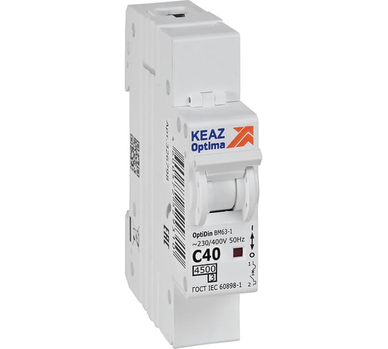 Изображение товара Выключатель автоматический модульный КЭАЗ OptiDin BM63-1C40-4,5-УХЛ3 326798