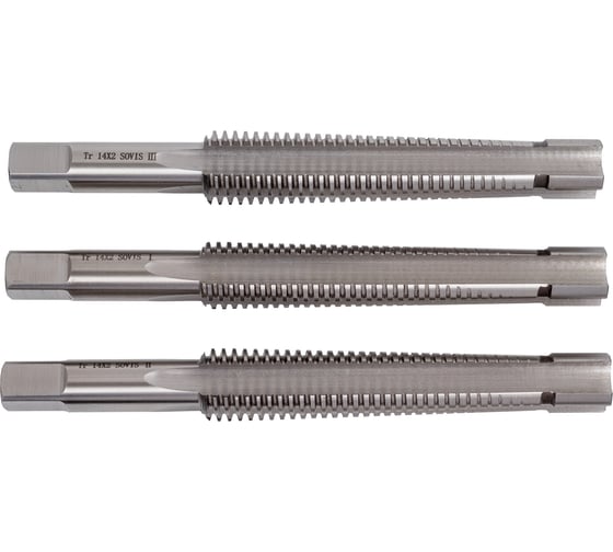 Изображение товара Трапецеидальный метчик SOVIS м/р компл. из 3 х шт Tr 14x2 H7 L=115 l=63 мм Р6М5 26605