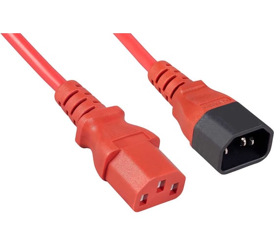 Изображение товара Кабель питания Cabeus монитор-компьютер IEC 320 C13 - IEC 320 C14 (3x0.75), красный, 1.8 м PC-189-VDE-1.8M-RD