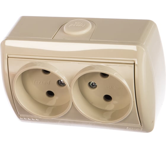 Изображение товара Двойная розетка Lezard NATA, без заземления, закрытый корпус, керамика, крем, 710-0300-128