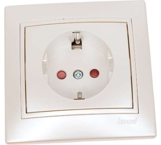 Изображение товара Розетка Lezard MIRA, с защитой от детей, керамика, жемчужно-белый перламутр, 701-3030-124