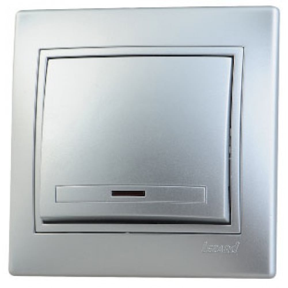 фото Проходной выключатель с подсветкой lezard mira металлик серый, со вставкой 701-1010-114