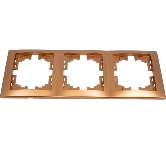 Изображение товара Трехместная вертикальная рамка Lezard MIRA, без вставок, металлик, золото 701-1300-153