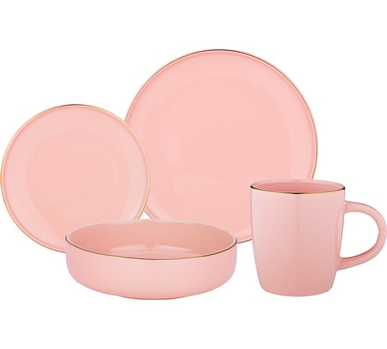 Изображение товара Набор посуды обеденный Bronco SOLO на 4 персоны, 16 предметов пудровый 577-153