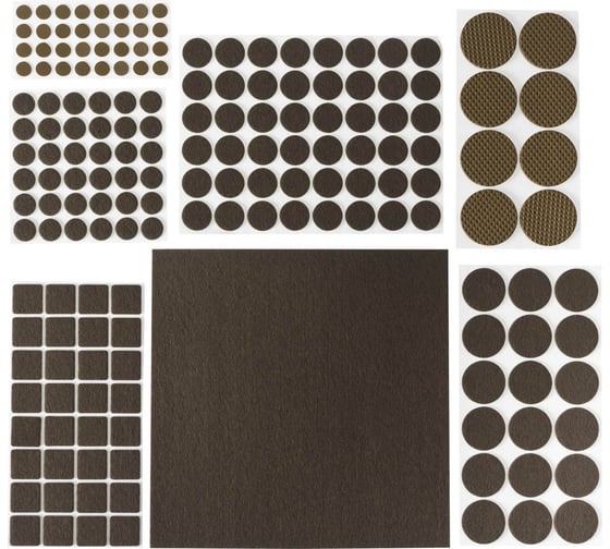 Изображение товара Самоклеящиеся накладки на мебельные ножки, набор "COMFORT" Stayer  175 шт, коричневые 40916-H175