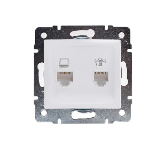 Изображение товара Розетка компьютер+телефон Lezard KARINA, жемчужно-белый перламутр, 707-3088-143