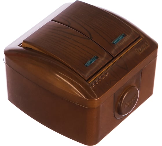 Изображение товара Двойной выключатель Lezard NATA, с подсветкой, сосна 710-0800-112