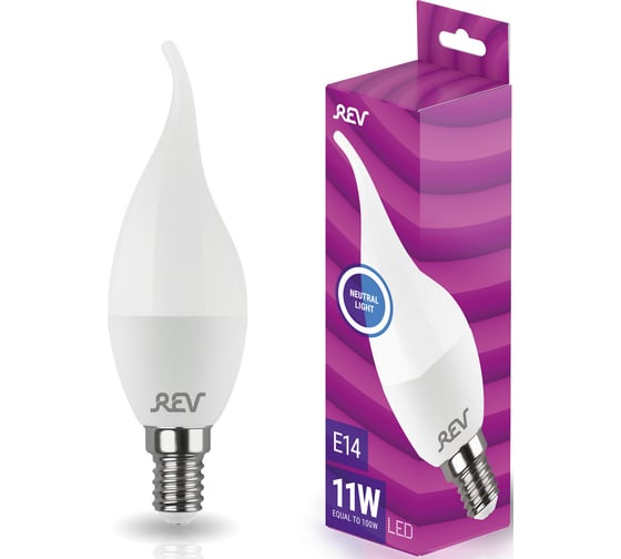 Изображение товара Светодиодная лампа REV FC37 Е14 11W, 4000K, нейтральный свет, свеча на ветру 32517 8