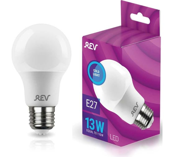 Изображение товара Светодиодная лампа REV A60 Е27 13W, 6500K, дневной свет 32529 1