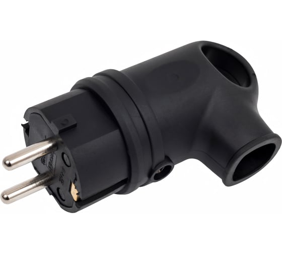 Изображение товара Угловая вилка IN HOME с заземлением, каучук 16А IP44 черная 9220 4690612010229
