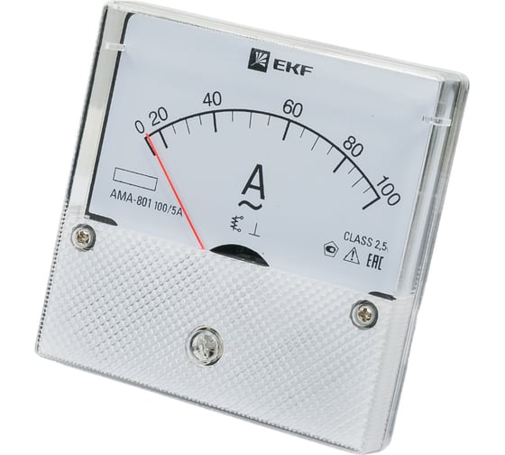 Изображение товара Аналоговый амперметр EKF AMA-801 на панель, круглый вырез 100А трансф. подкл. ama-801-100