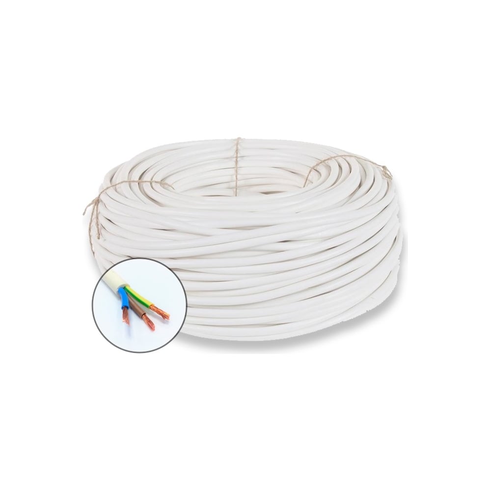 Изображение товара Электрический провод ПВСнг(A)-LS 3x10 мм2 1м, изоляция ПВХ, белый, ГОСТ