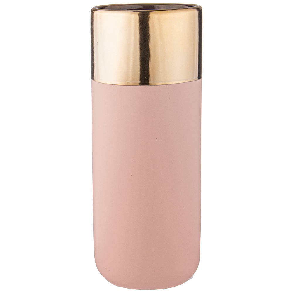 Изображение товара Ваза Bronco 12x12x31.5 см керамическая розовая с золотым дизайн 112-675