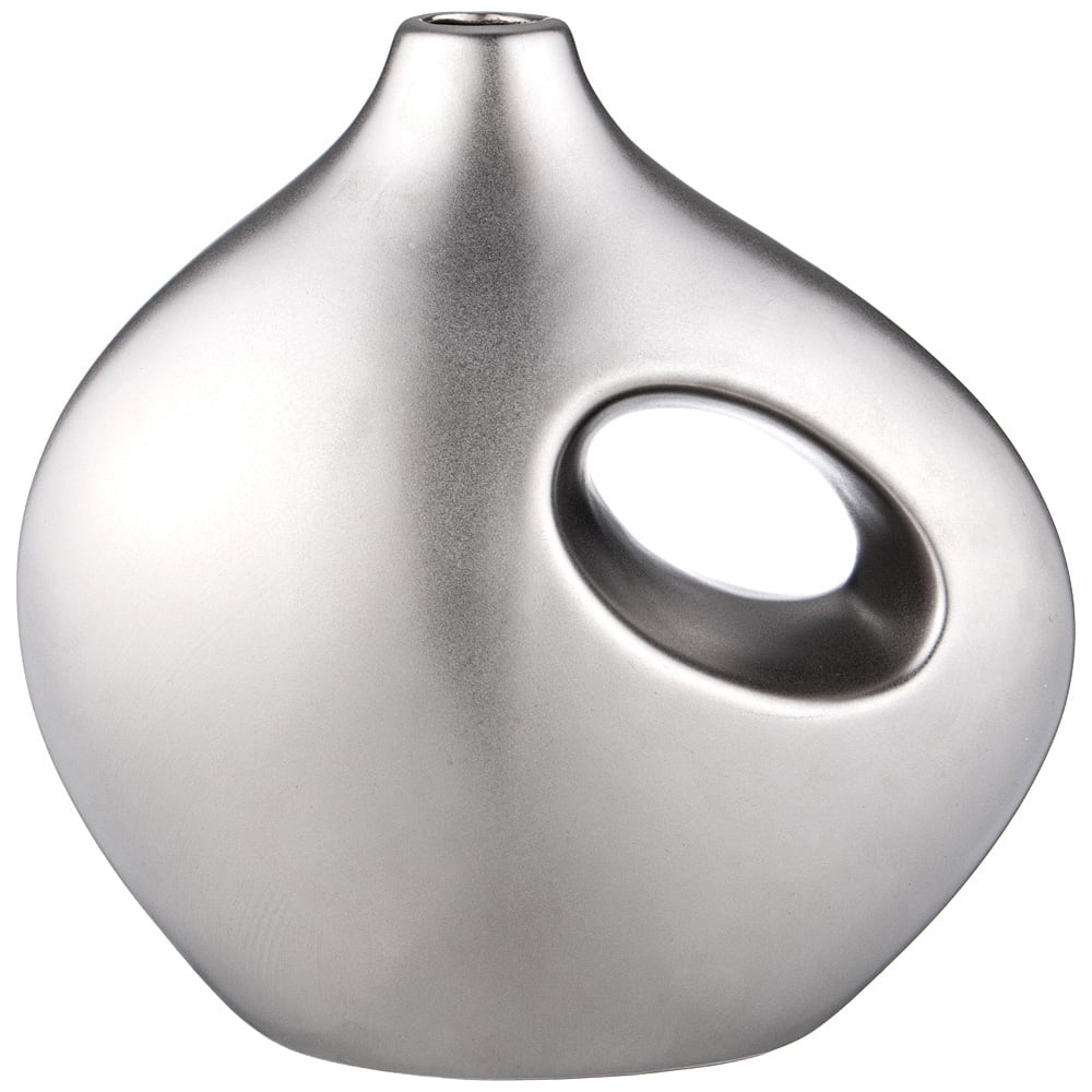 Изображение товара Стильная керамическая ваза Bronco серебристых размеров 21x11.5x20.7 см