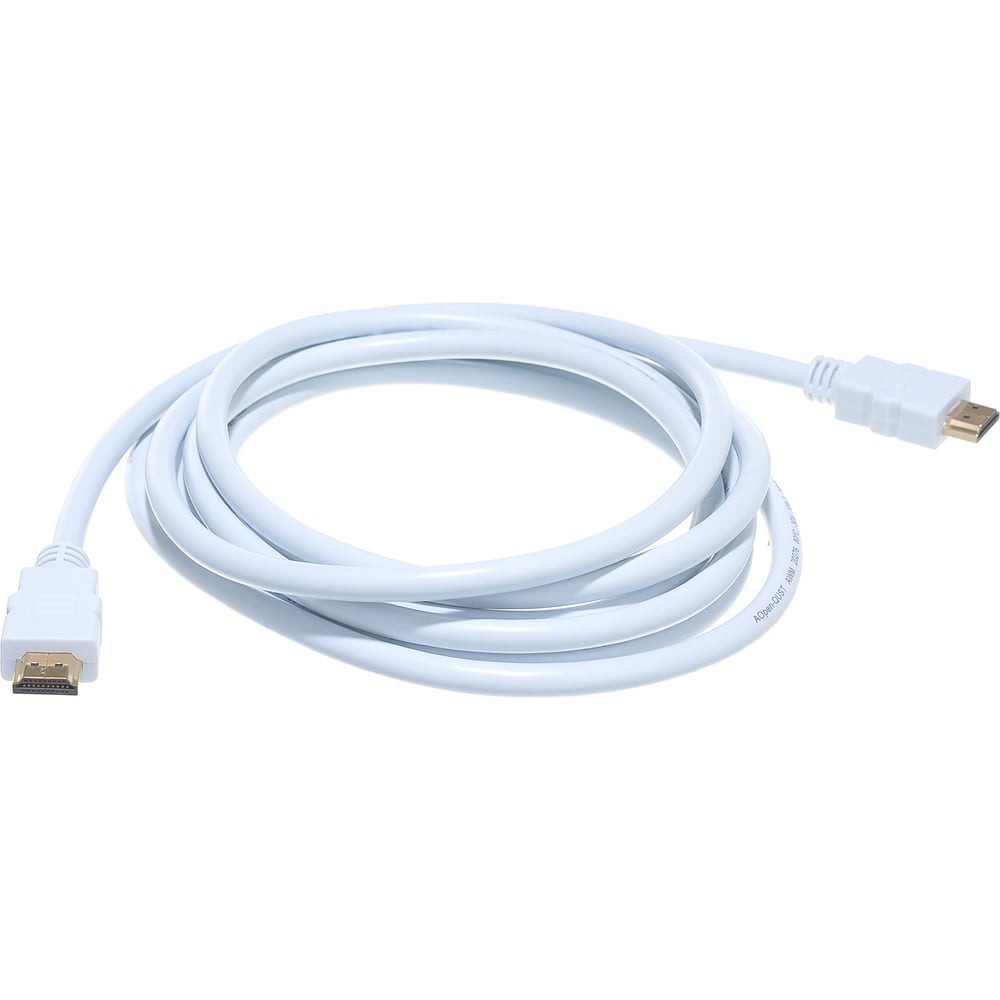 фото Кабель hdmi aopen/qust 19m/m 1.4v,3d/ethernet 3m, белый acg511w-3m