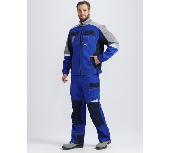 Изображение товара Костюм ФАКЕЛ Формула ткань Смесовая, 240 г/кв. м, брюки, васильковый/темн. синий/серый, размер 64-66, рост 170-176 87488998.011