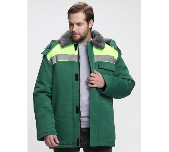 Изображение товара Куртка зимняя ФАКЕЛ Бригада NEW ткань Смесовая, 210 г/кв. м, зеленый/лимонный, размер 48-50, рост 182-188 87487711.004