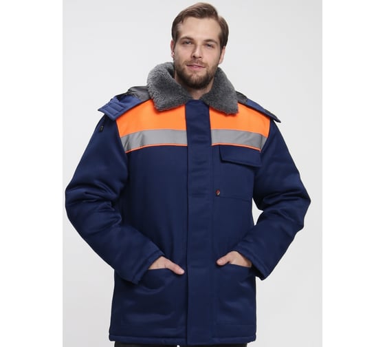 Изображение товара Куртка зимняя ФАКЕЛ Бригада NEW ткань Смесовая, 210 г/кв. м, темн. синий/оранжевый, размер 56-58, рост 170-176 87466427.008