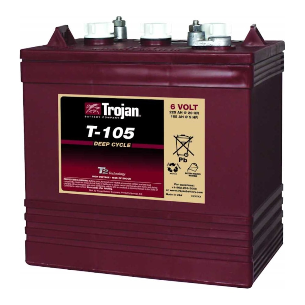 Изображение товара Аккумуляторная батарея Trojan 6в 225 Ач T-105 для лодочных моторов и погрузчиков