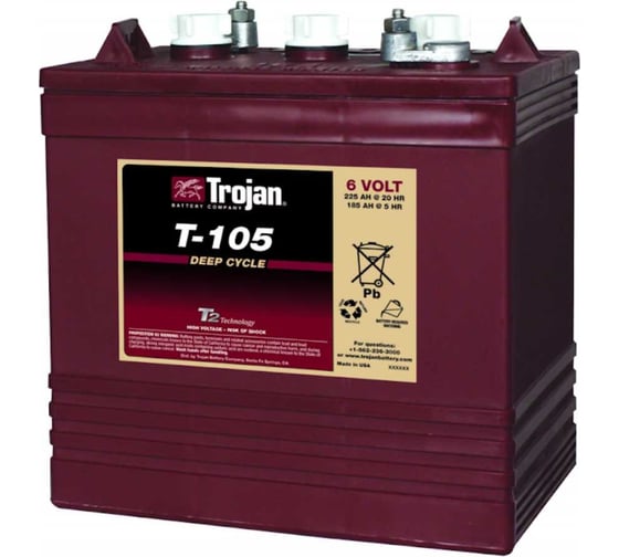 Изображение товара Аккумуляторная батарея Trojan 6в 225 Ач T-105