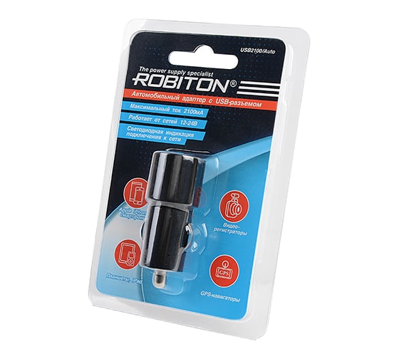 Изображение товара USB2100/Auto Robiton 2100мА с USB входом 12-24V BL1 13707
