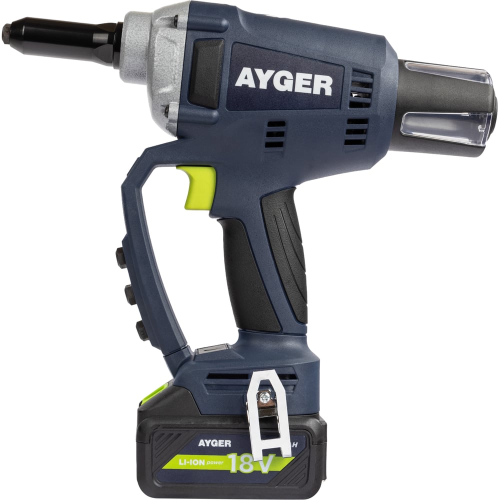 Изображение товара Заклёпочник аккумуляторный AYGER AP100 с аккумулятором 4Ah