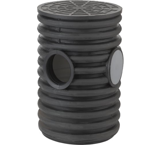 Изображение товара Колодец дренажный смотровой Рувинил 340/300x1500 мм с тремя выходами 110 мм, дном и полимерной крышкой КДС-340х1500