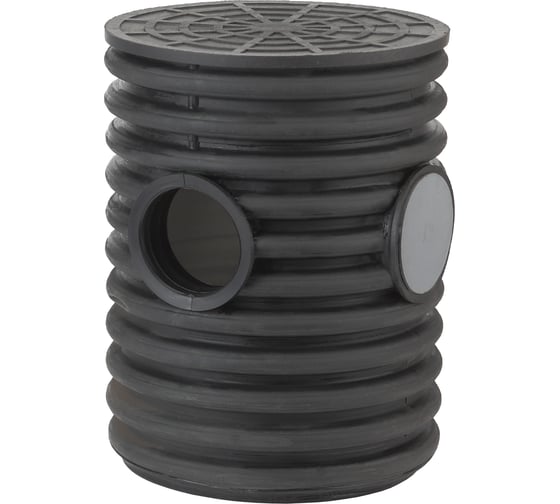 Изображение товара Колодец дренажный смотровой Рувинил 340/300x1000 мм с тремя выходами 110 мм, дном и полимерной крышкой КДС-340х1000