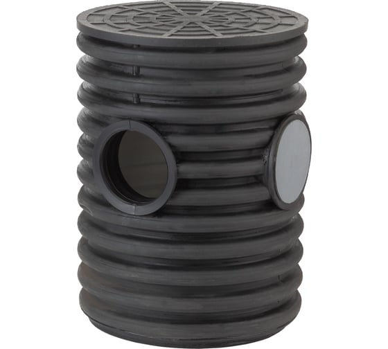 Изображение товара Колодец дренажный смотровой Рувинил 460/400x2000 мм с тремя выходами 110 мм, дном и полимерной крышкой КДС-460х2000