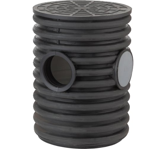 Изображение товара Колодец дренажный смотровой Рувинил 460/400x1500 мм с тремя выходами 110 мм, дном и полимерной крышкой КДС-460х1500