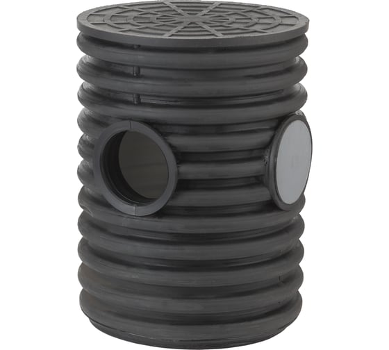 Изображение товара Колодец дренажный смотровой Рувинил 460/400x3000 мм с тремя выходами 110 мм, дном и полимерной крышкой КДС-460х3000