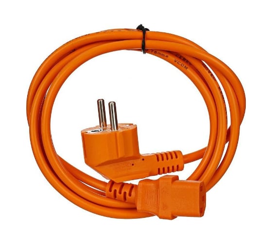 Изображение товара Кабель компьютер-розетка VCOM 220V, угловая Евровилка, VDE 3G0, CE021-CU0.75-1.8M-O