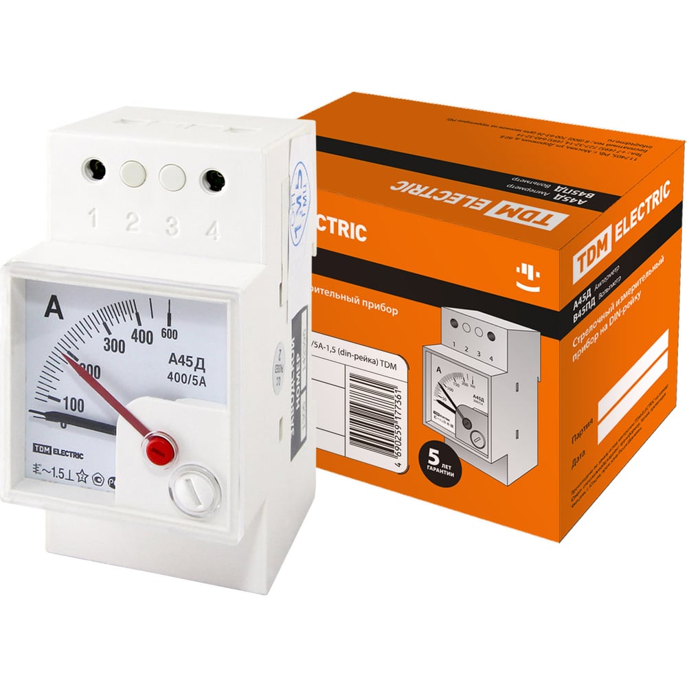 Изображение товара Амперметр TDM ELECTRIC А45Д 400/5А-1,5 класс точности 1.5 для электросетей