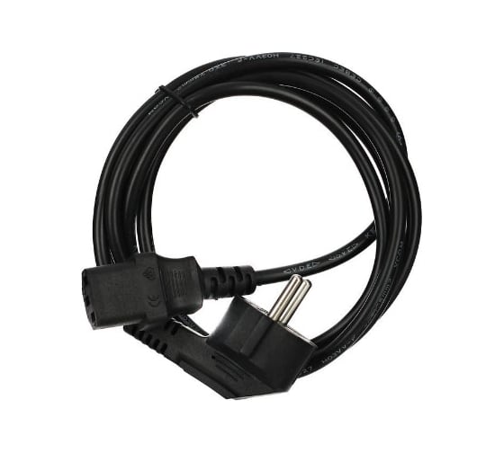 Изображение товара Кабель компьютер-розетка VCOM 220V, угловая евровилка, VDE 3G*0,75mm2 CE021-CU0.75-1.8M