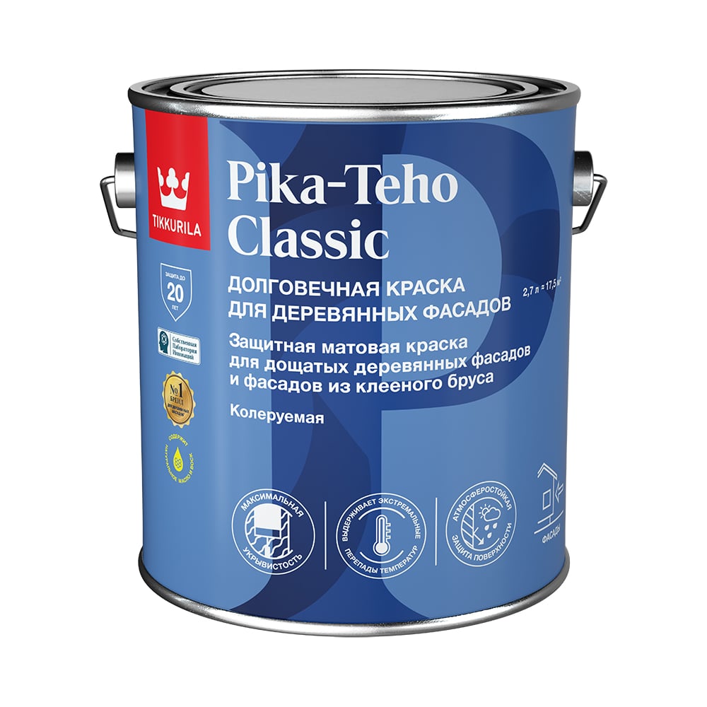 Изображение товара Краска для деревянных поверхностей Tikkurila PIKA-TEHO CLASSIC A 2,7л мат выводящая влагостойкость 