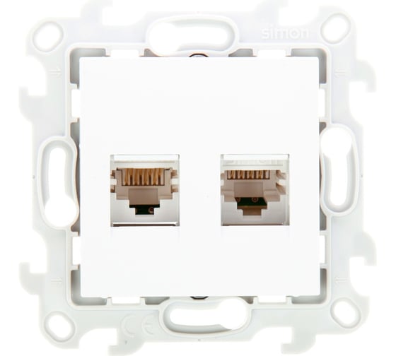 Изображение товара Розетка Simon 2хRJ45 категория 5е UTP, белый 2450593-030