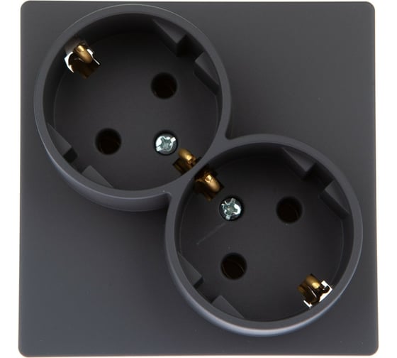 Изображение товара Розетка Simon 2х2К+З Schuko без шторок, графит 2450459-038