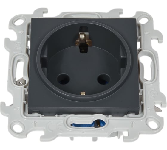 Изображение товара Розетка Simon 2К+З без защитных шторок Push&Go, графит 2420434-038