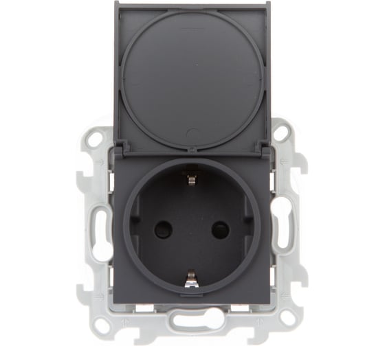 Изображение товара Розетка Simon 2К+З Schuko IP44, графит 2450448-038