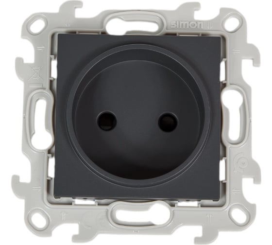 Изображение товара Розетка Simon 2К с защитными шторками, графит 2450441-038