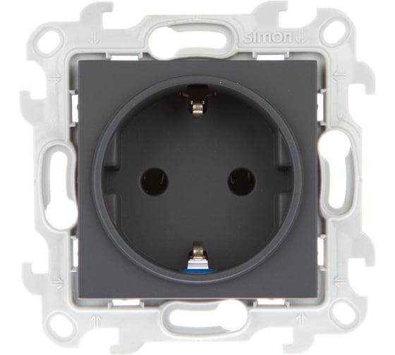 Изображение товара Розетка Simon 2К+З Schuko без шторок, графит 2450434-038