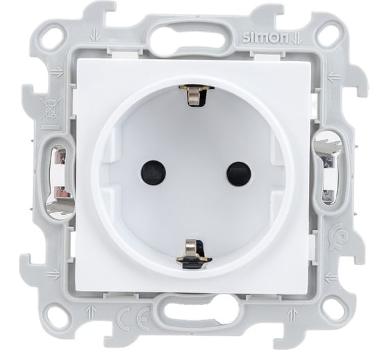 Изображение товара Розетка Simon 2К+З с защитными шторками Push&Go, белый 2420432-030