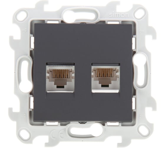 Изображение товара Розетка Simon 2хRJ45 категория 5е UTP, графит 2450593-038
