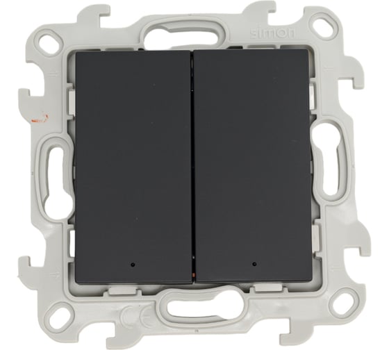 Изображение товара Двухклавишный выключатель Simon с подвсеткой, графит 2450392-038