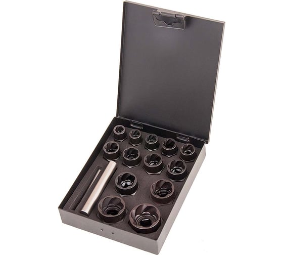 Изображение товара Набор головок экстракторов для поврежденных болтов/гаек 15 предметов, 9-27 мм AV Steel AV-921096