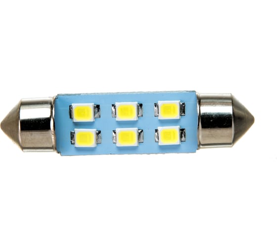 Изображение товара Автолампа SKYWAY диод T11 (C5W) 24V 6 SMD диодов 1-контакт, 39 мм, белая в комплекте 2 шт S08202020